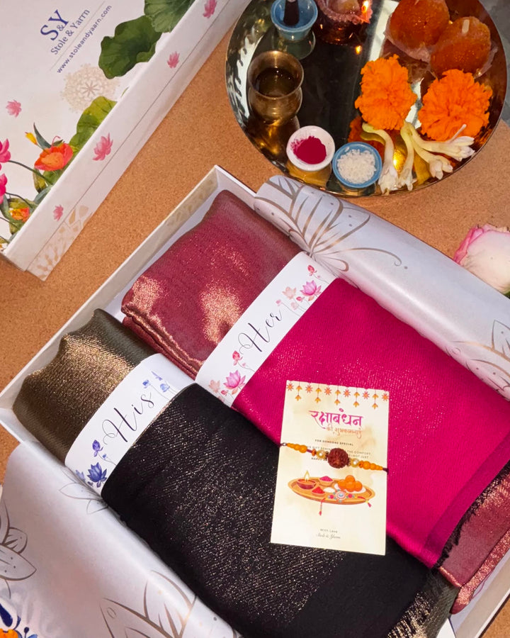 The Noir & Rose — His & Her Stole Gift Set- 01
