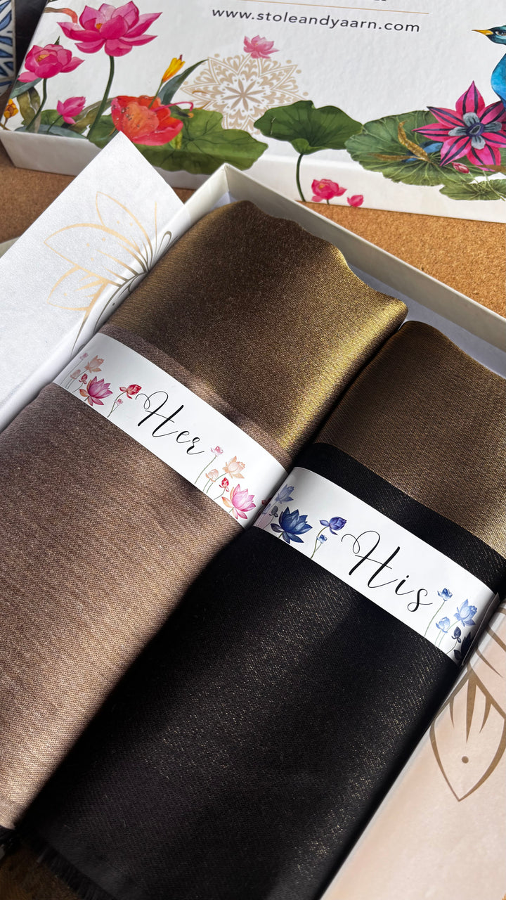 The Noir & Champagne Gold— His & Her Stole Gift Set- 02
