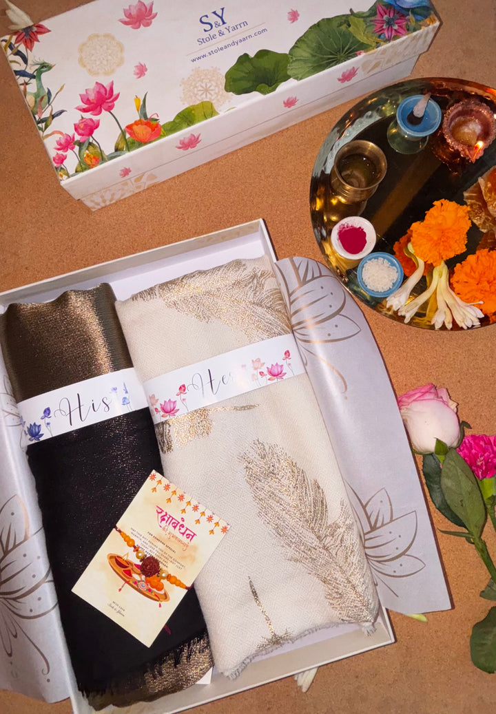 The Ivory & Noir — His & Her Stole Gift Set- 04