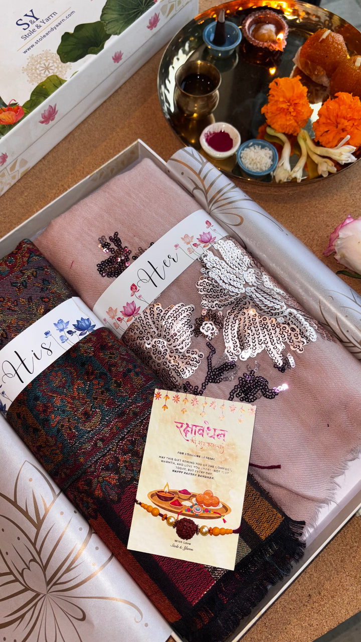 The Midnight Blush Heritage  - His & Her Stole Gift Set- 08