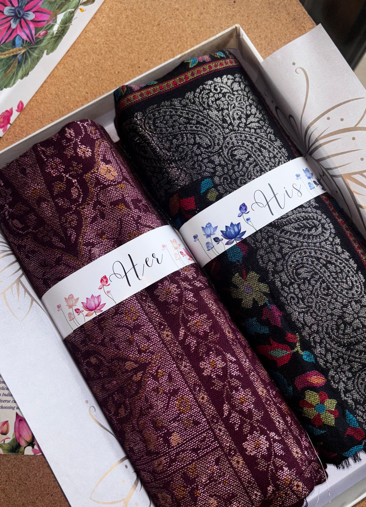 The Plum & Midnight — His & Her Stole Gift Set- 09