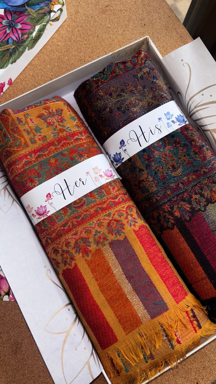 The Saffron Heritage — His & Her Stole Gift Set- 12