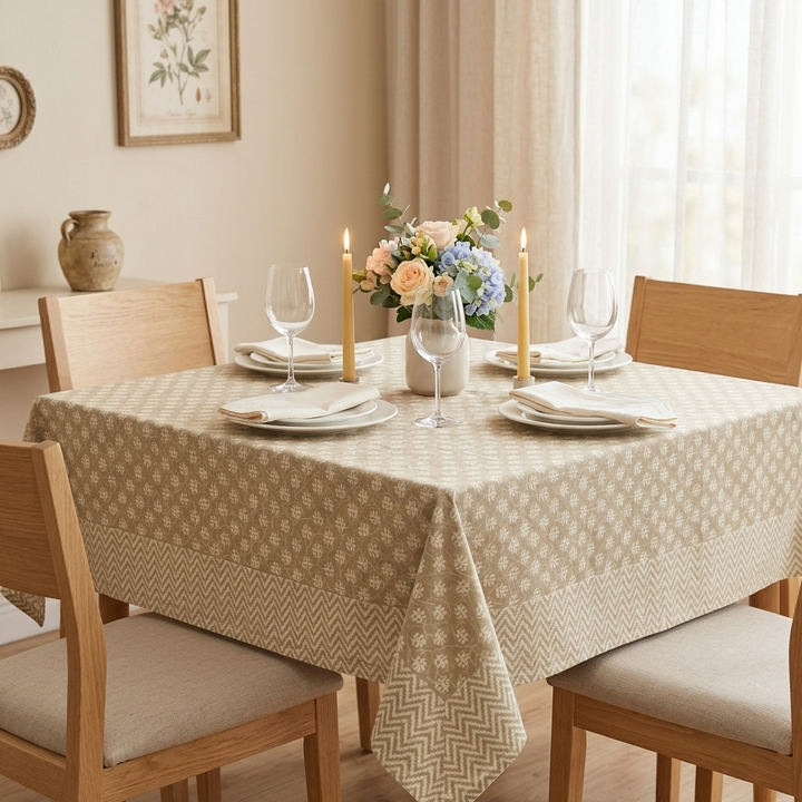 Camel Mogra Motif 100% Square Table Cover( 40 x 40 Inches)