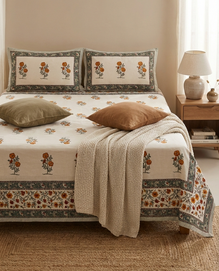 Gulnaar Royale Queen Size(90 x 108 Inches) Bedsheet (Yellow)- 103