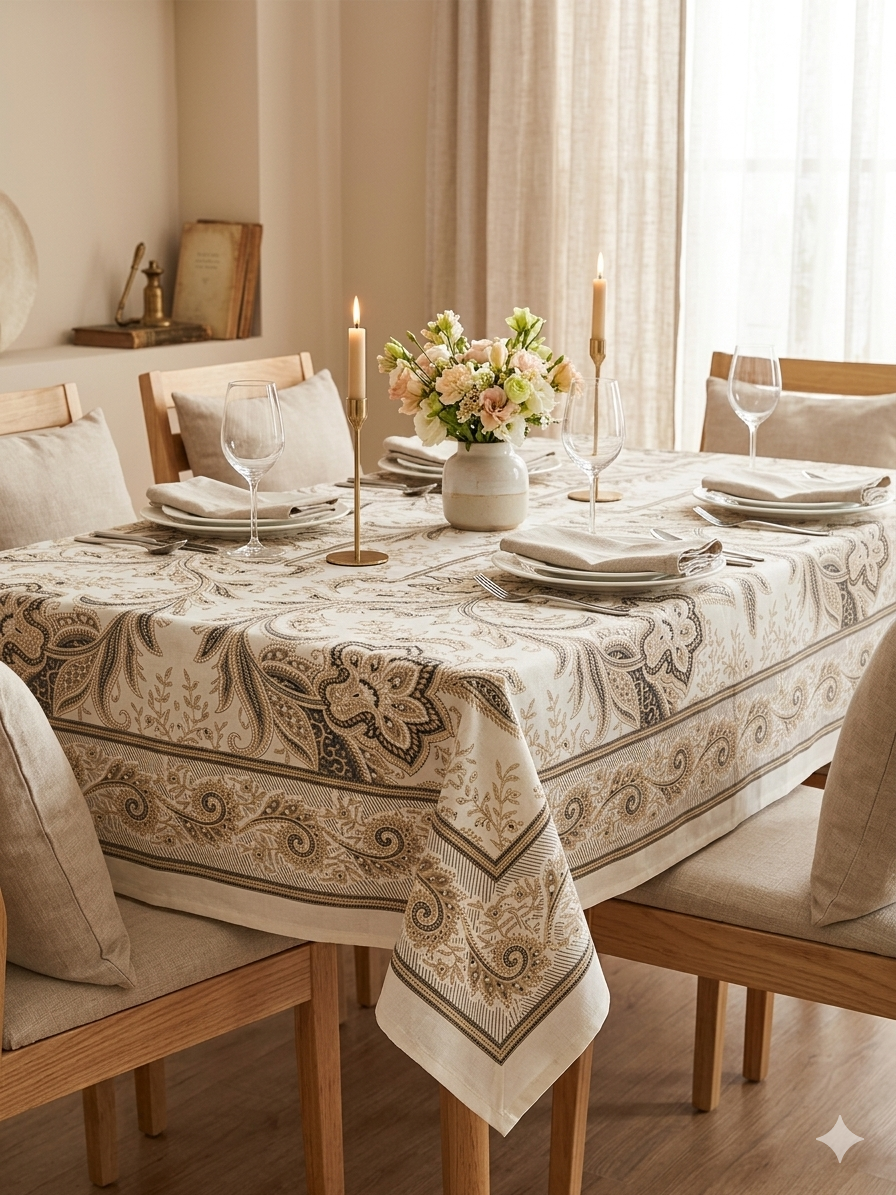 Jaipuri 6 Seater Cotton Table Cover  - 7906