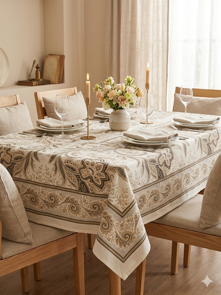 Jaipuri 6 Seater Cotton Table Cover  - 7906