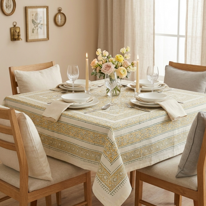 Jaipuri Square Cotton Table Cover - 8181 (40 x 40 inches)