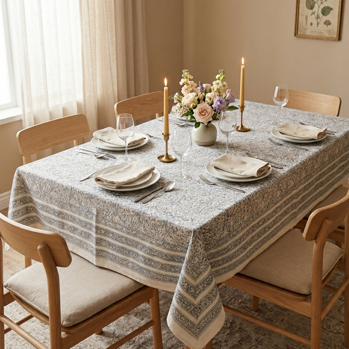 Jaipuri 6 Seater Cotton Table Cover - 8186