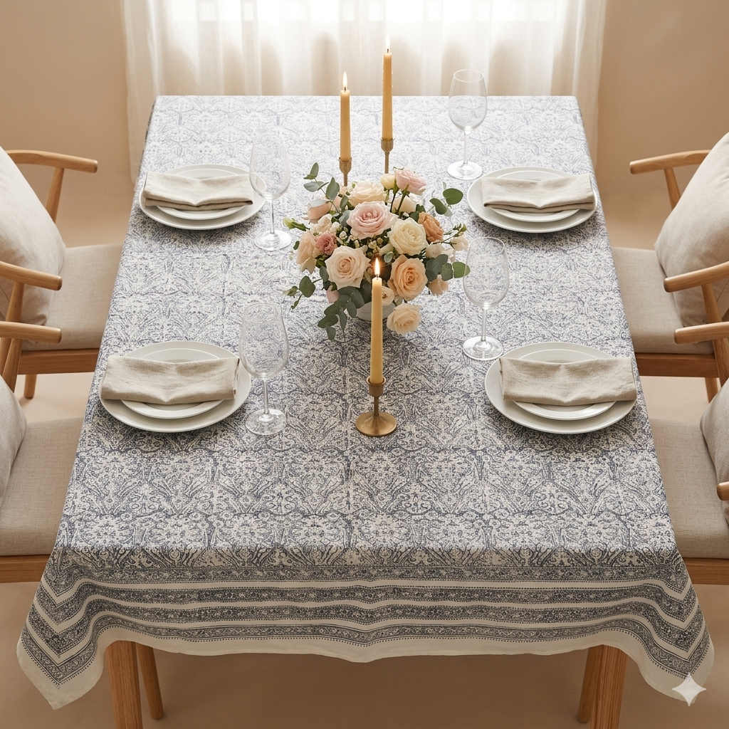 Jaipuri 6 Seater Cotton Table Cover - 8186