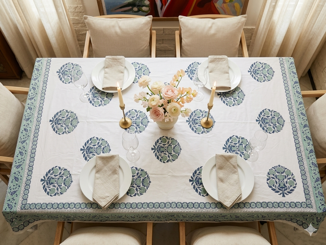 Jaipuri 6 Seater Cotton Table Cover - 8188
