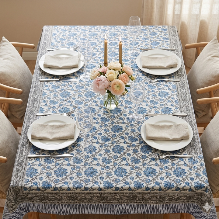 Jaipuri 6 Seater Cotton Dining Table Cover - 8190