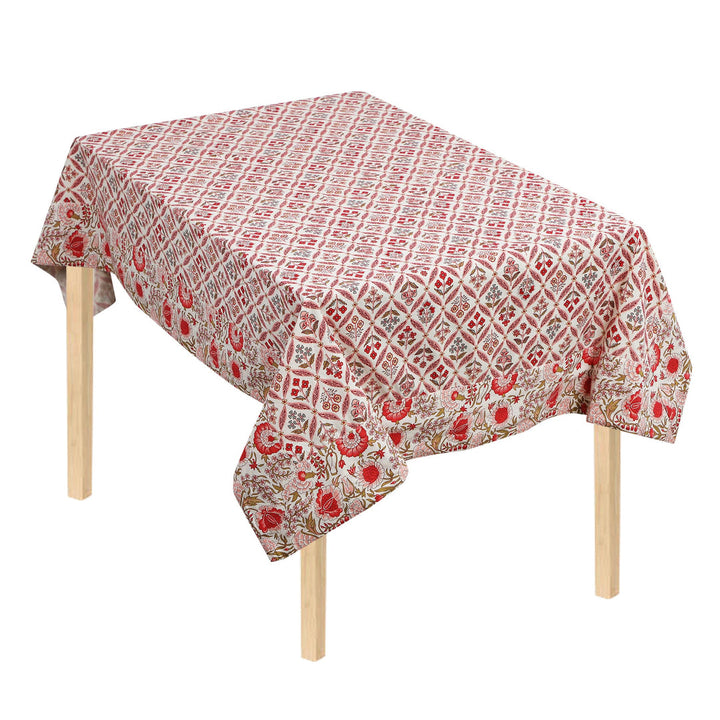 Jaipuri Cotton Square Table Cover(40 x 40 Inches) - 119- Pink