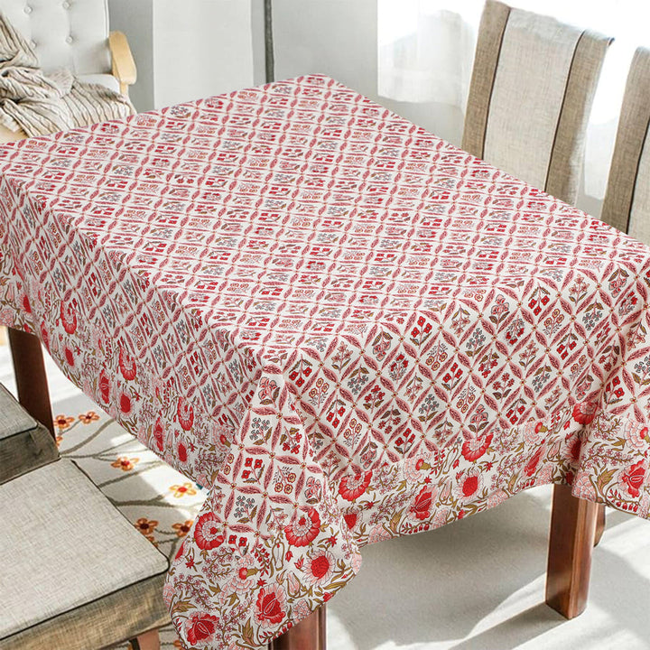 Jaipuri Cotton Square Table Cover(40 x 40 Inches) - 119- Pink