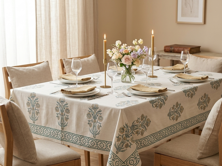 Jaipuri 6 Seater Cotton Table Cover - 100