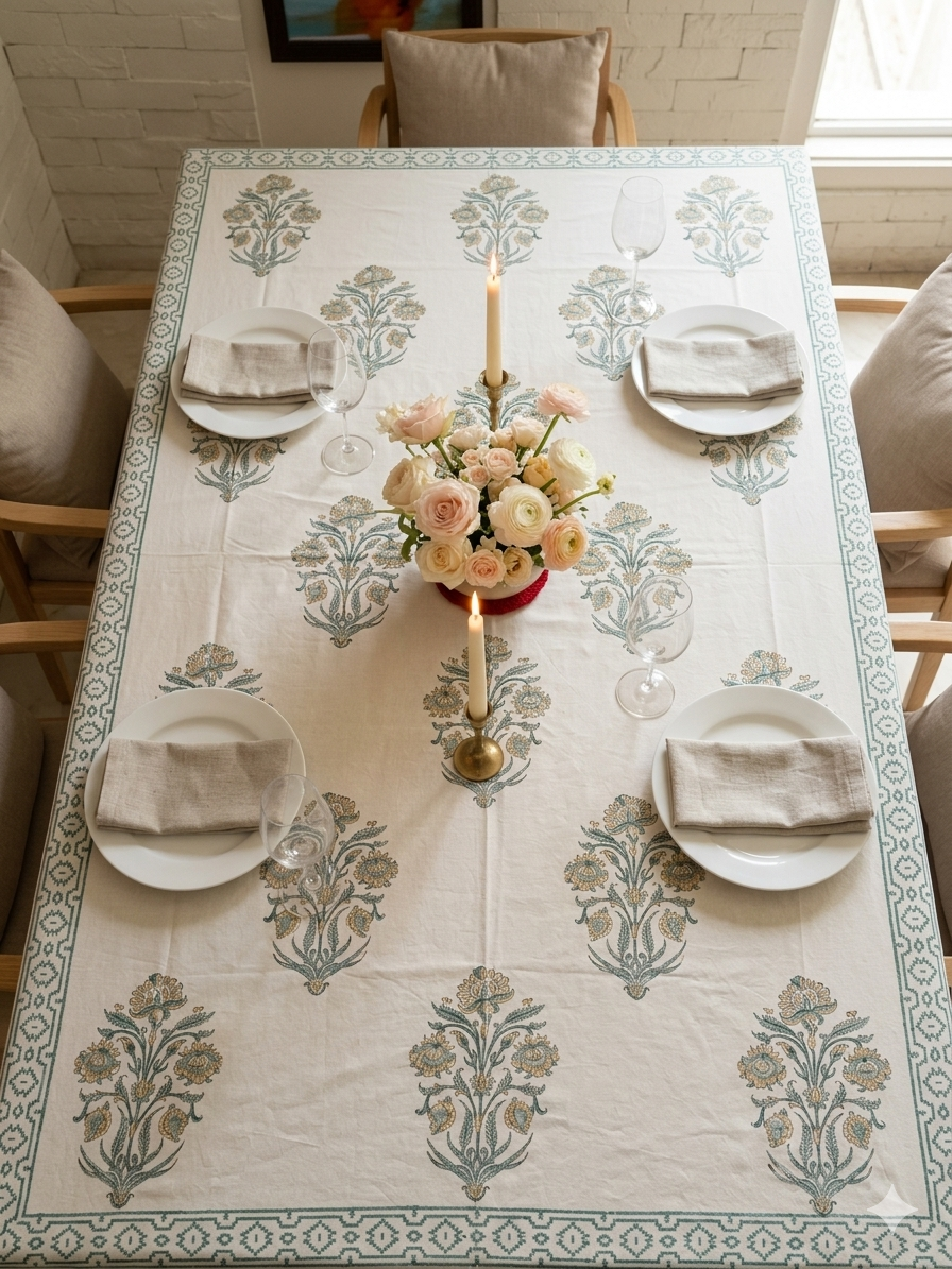 Jaipuri 6 Seater Cotton Table Cover - 100
