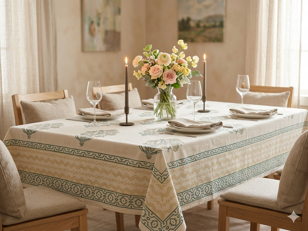 Jaipuri 6 Seater Cotton Table Cover - 100