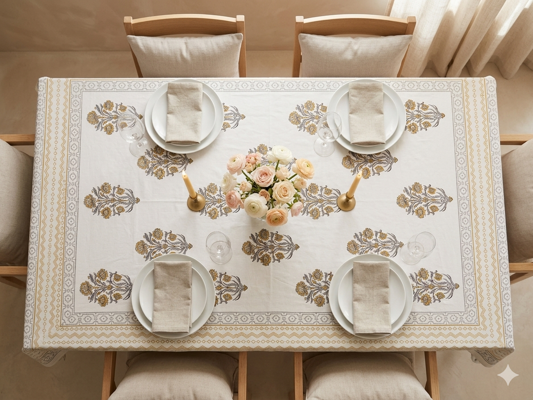 Jaipuri 6 Seater Cotton Table Cover - 101