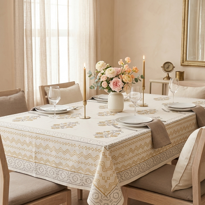 Jaipuri 4 Seater Cotton Table Cover(40 x 60 Inches) - 100