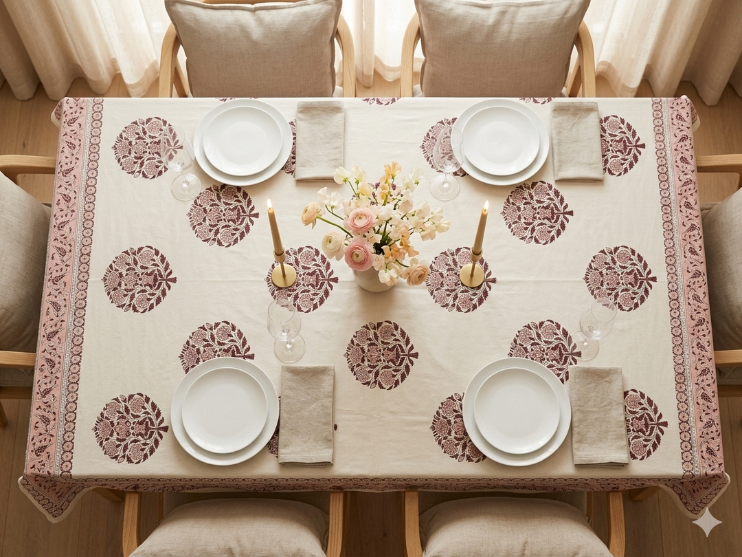 Jaipuri 6 Seater Cotton Table Cover(60 X 90 Inches) - 103