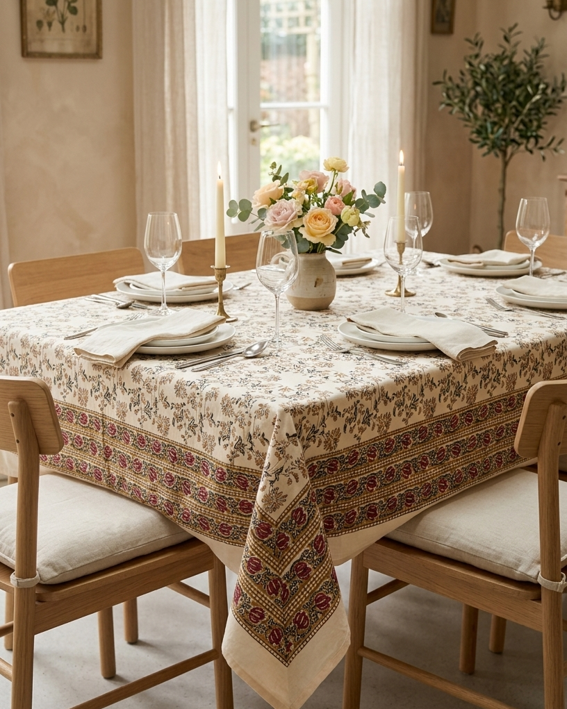 Jaipuri 6 Seater Cotton Table Cover(60 X 90 Inches) - 112