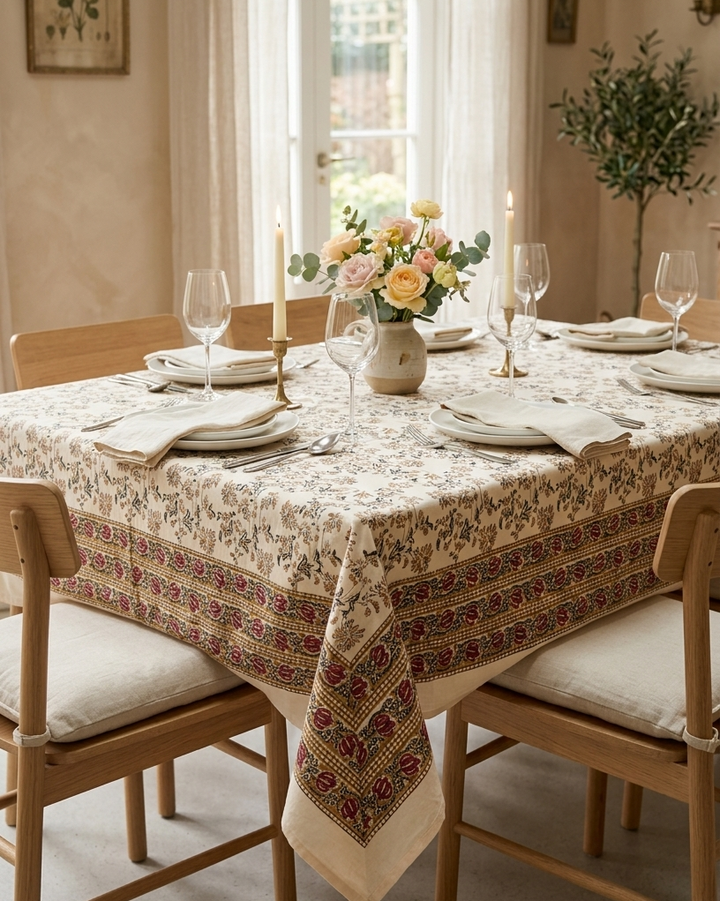 Jaipuri 6 Seater Cotton Table Cover(60 X 90 Inches) - 112