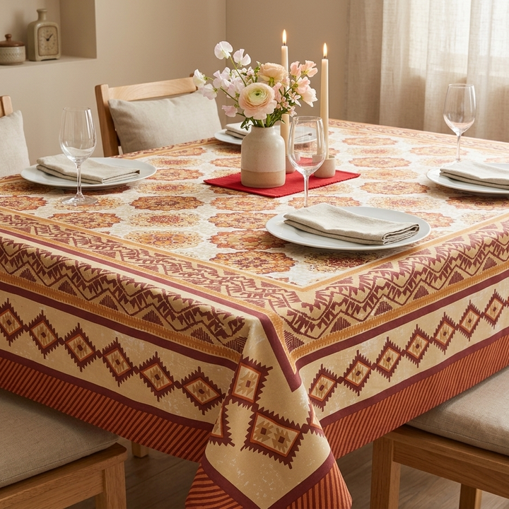 Jaipuri 6 Seater Cotton Table Cover - 117