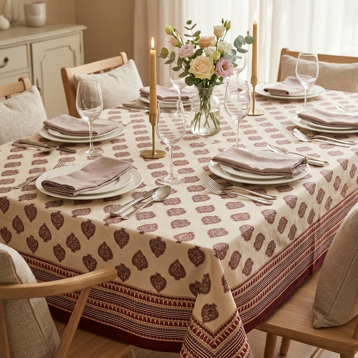 Jaipuri 6 Seater Cotton Table Cover(60 X 90 Inches) - 131