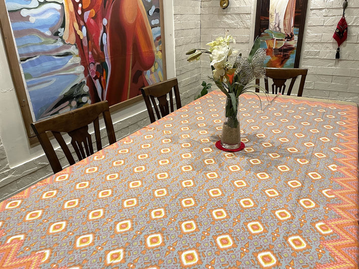 Tarang 100% Cotton 6 Seater Table Cover(60 x 90 inches)- Pink