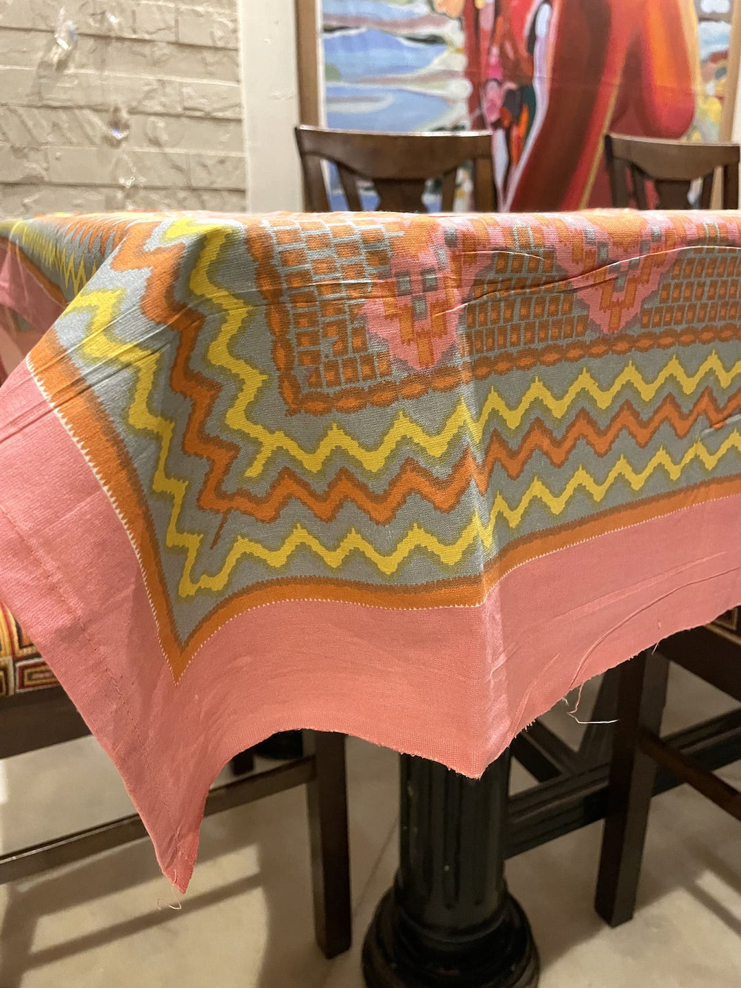Tarang 100% Cotton 6 Seater Table Cover(60 x 90 inches)- Pink