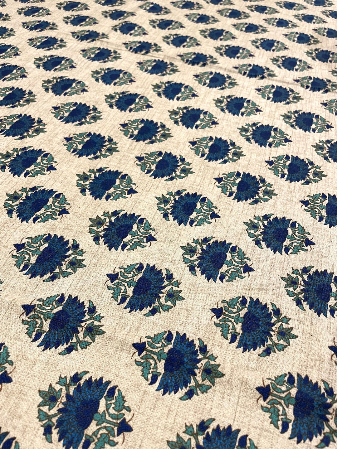 Gulbahar 100% Cotton 8 Seater Table Cover- Blue