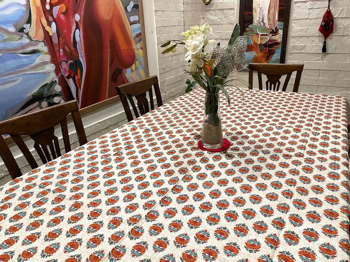 Gulbahar 100% Cotton 8 Seater Table Cover- Red