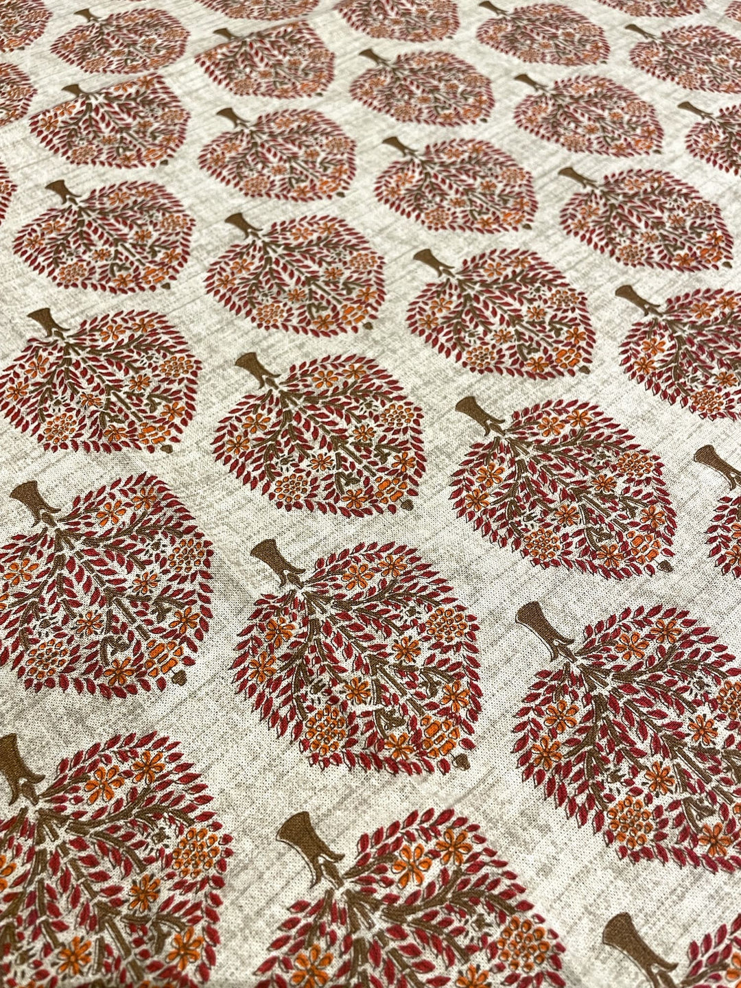 Paan Motif 100% Cotton 8 Seater Table Cover(60 x 108 inches)- Red