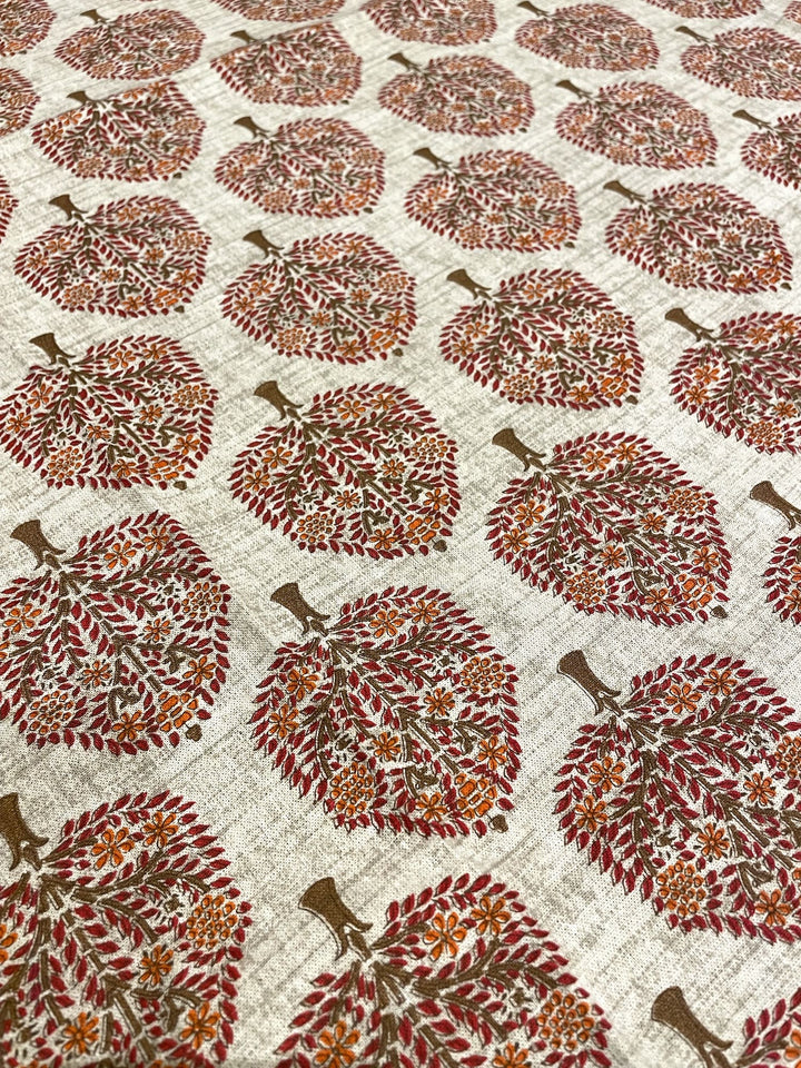 Paan Motif 100% Cotton 8 Seater Table Cover(60 x 108 inches)- Red