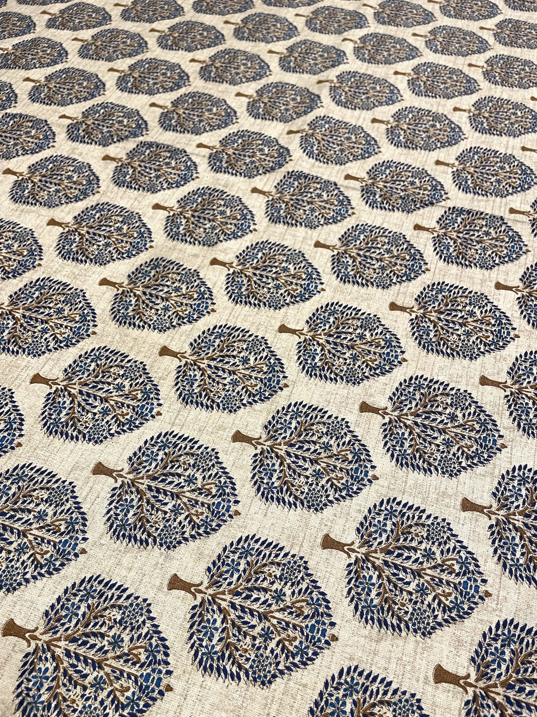 Paan Motif 100% Cotton 8 Seater Table Cover (60 x 108 inches) -Blue