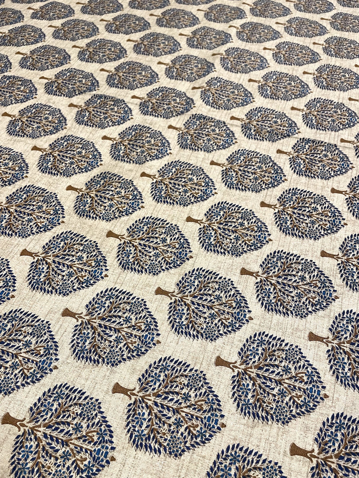 Paan Motif 100% Cotton 8 Seater Table Cover (60 x 108 inches) -Blue