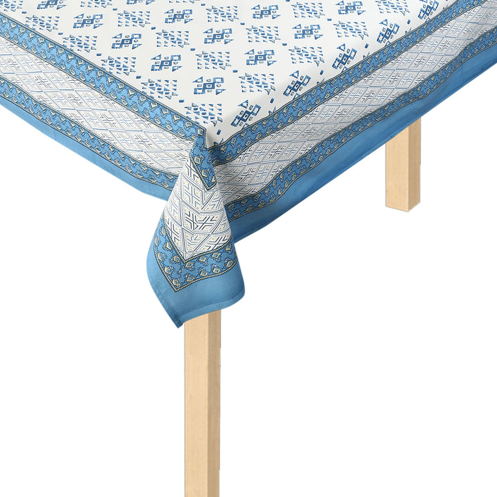 Mehrab 100% Cotton 6 Seater Table Cover (60 x 90 inches)-  Blue