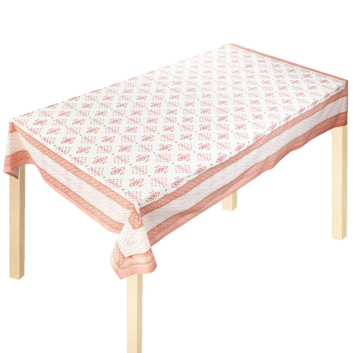Mehrab 100% Cotton 6 Seater Table Cover (60 x 90 inches)- Pink