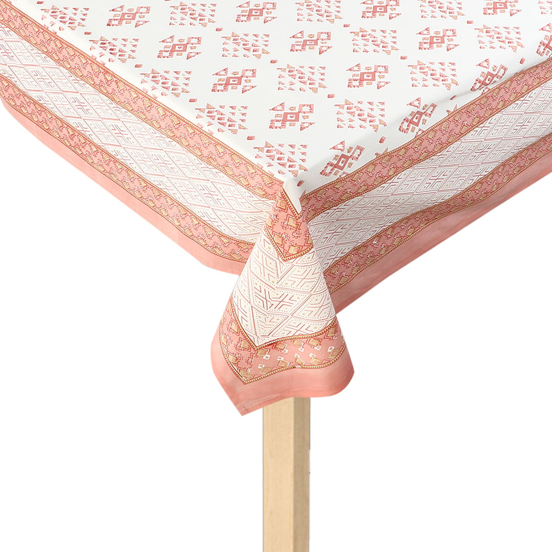 Mehrab 100% Cotton 6 Seater Table Cover (60 x 90 inches)- Pink