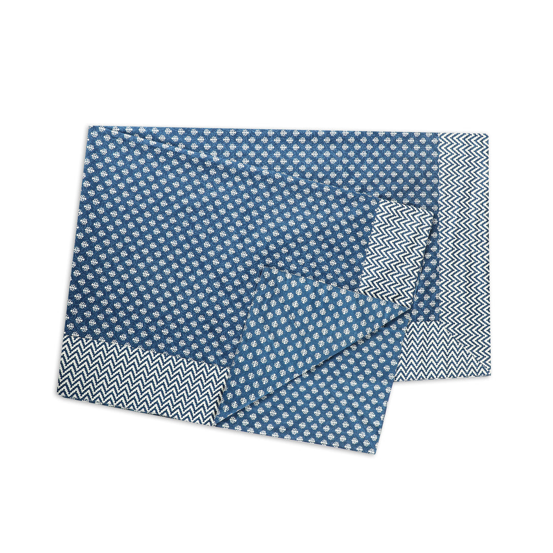 Blue Mogra Motif 100% Cotton 6 Seater Table Cover(60 x 90 inches)
