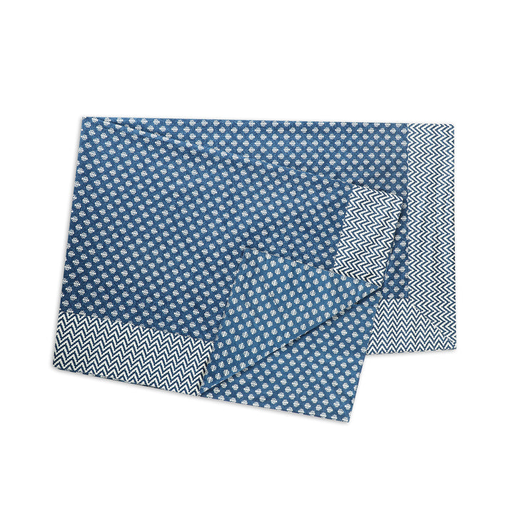 Blue Mogra Motif 100% Cotton 6 Seater Table Cover(60 x 90 inches)