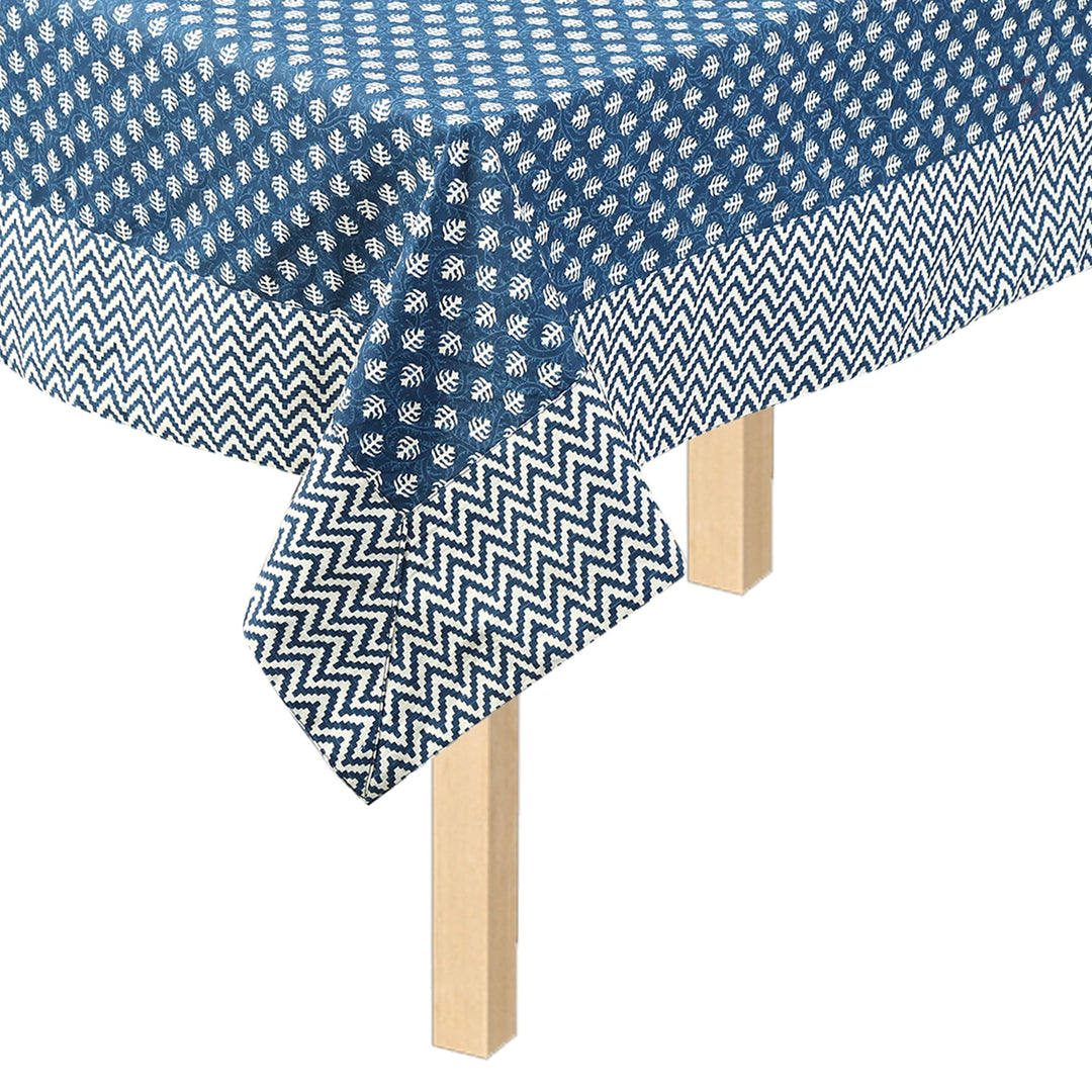 Blue Mogra Motif 100% Cotton 6 Seater Table Cover(60 x 90 inches)