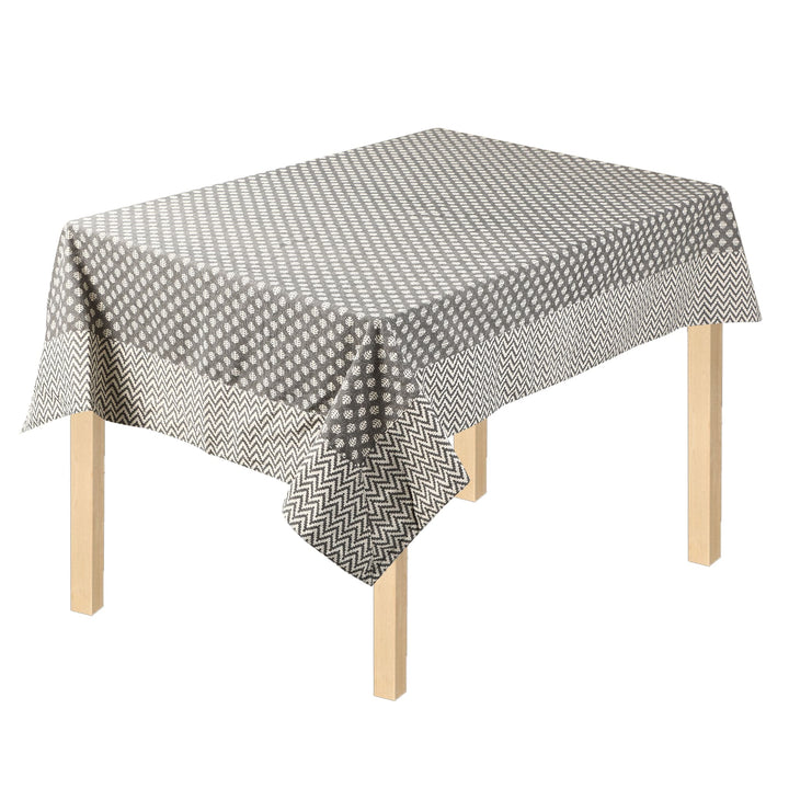 Grey Mogra Motif 100% Cotton 4 Seater Table Cover(40 x 60 Inches)