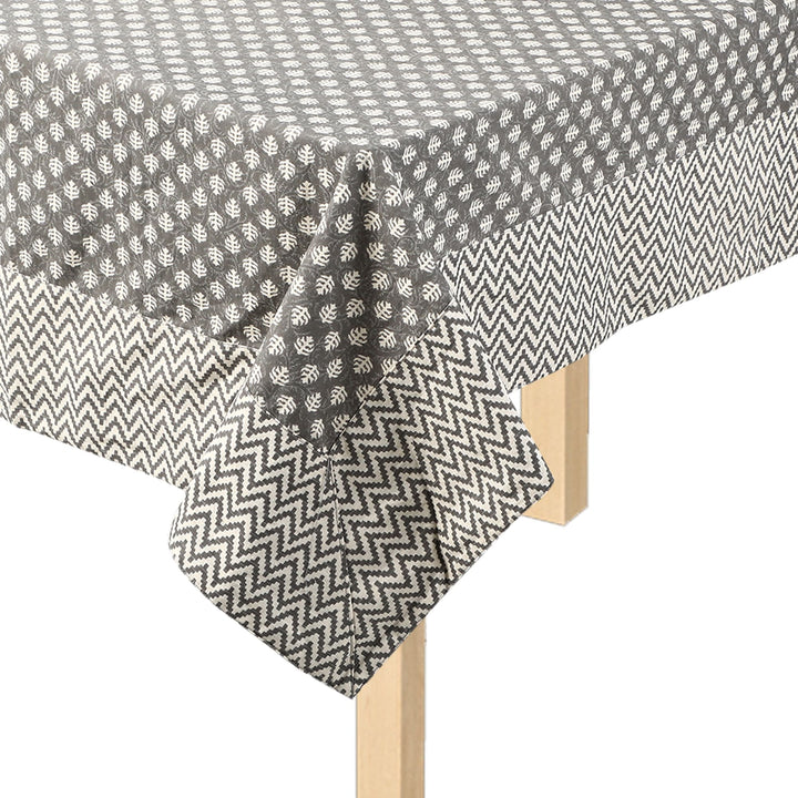 Grey Mogra Motif 100% Cotton 4 Seater Table Cover(40 x 60 Inches)
