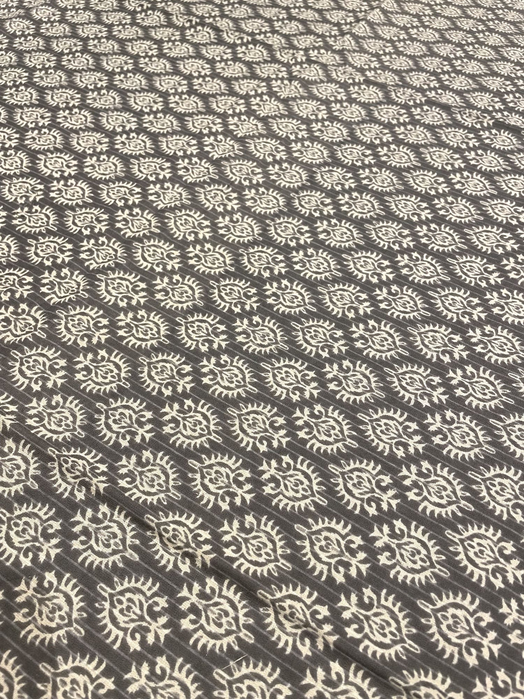 Grey Mogra Motif 100% Cotton 4 Seater Table Cover(40 x 60 Inches)