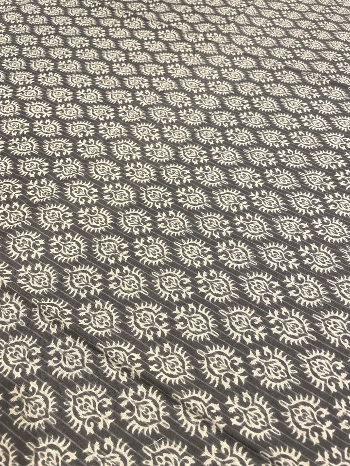 Grey Mogra Motif 100% Cotton 4 Seater Table Cover(40 x 60 Inches)