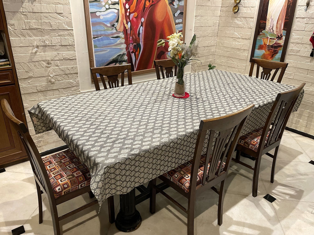 Grey Surya Ashoka 100% Cotton 8 Seater Table Cover(60 x 108 inches)