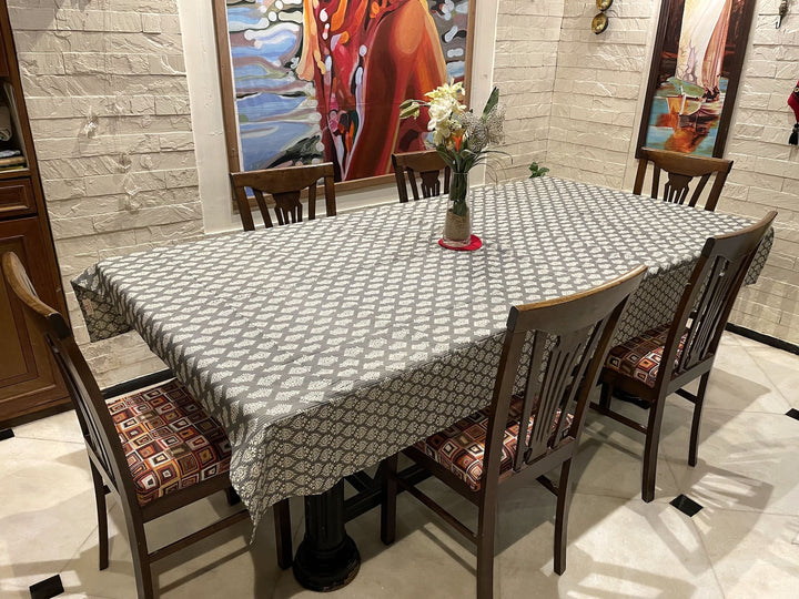Grey Surya Ashoka 100% Cotton 8 Seater Table Cover(60 x 108 inches)
