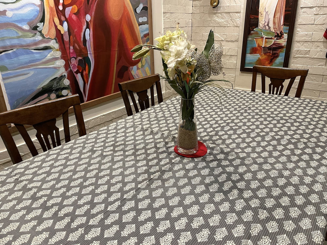 Grey Surya Ashoka 100% Cotton 8 Seater Table Cover(60 x 108 inches)