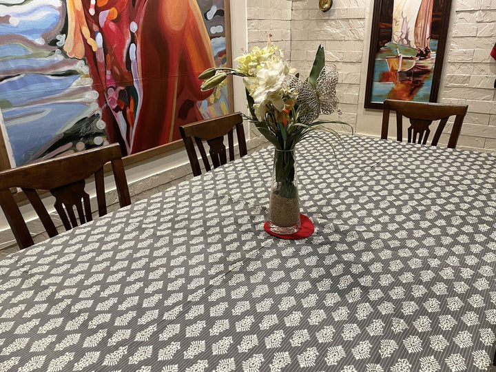 Grey Surya Ashoka 100% Cotton 8 Seater Table Cover(60 x 108 inches)