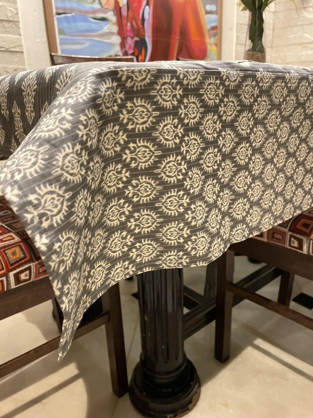 Grey Surya Ashoka 100% Cotton 8 Seater Table Cover(60 x 108 inches)